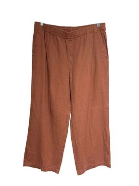 Old Navy Linen Blend Wide Leg Pants XL Rust Brown High Rise